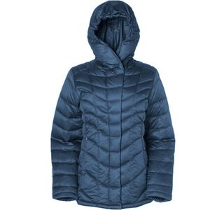 Patagonia Down With It Jacket Women's XS Navy Hooded Goose Down Puffer Coat